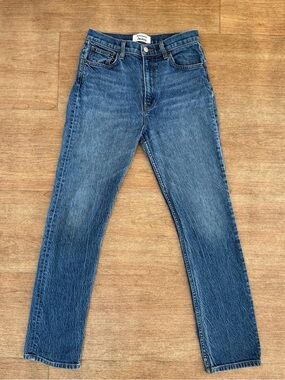Reformation Women Denim Jeans Liza High Rise Straight Leg Medium Wash Laguna 27